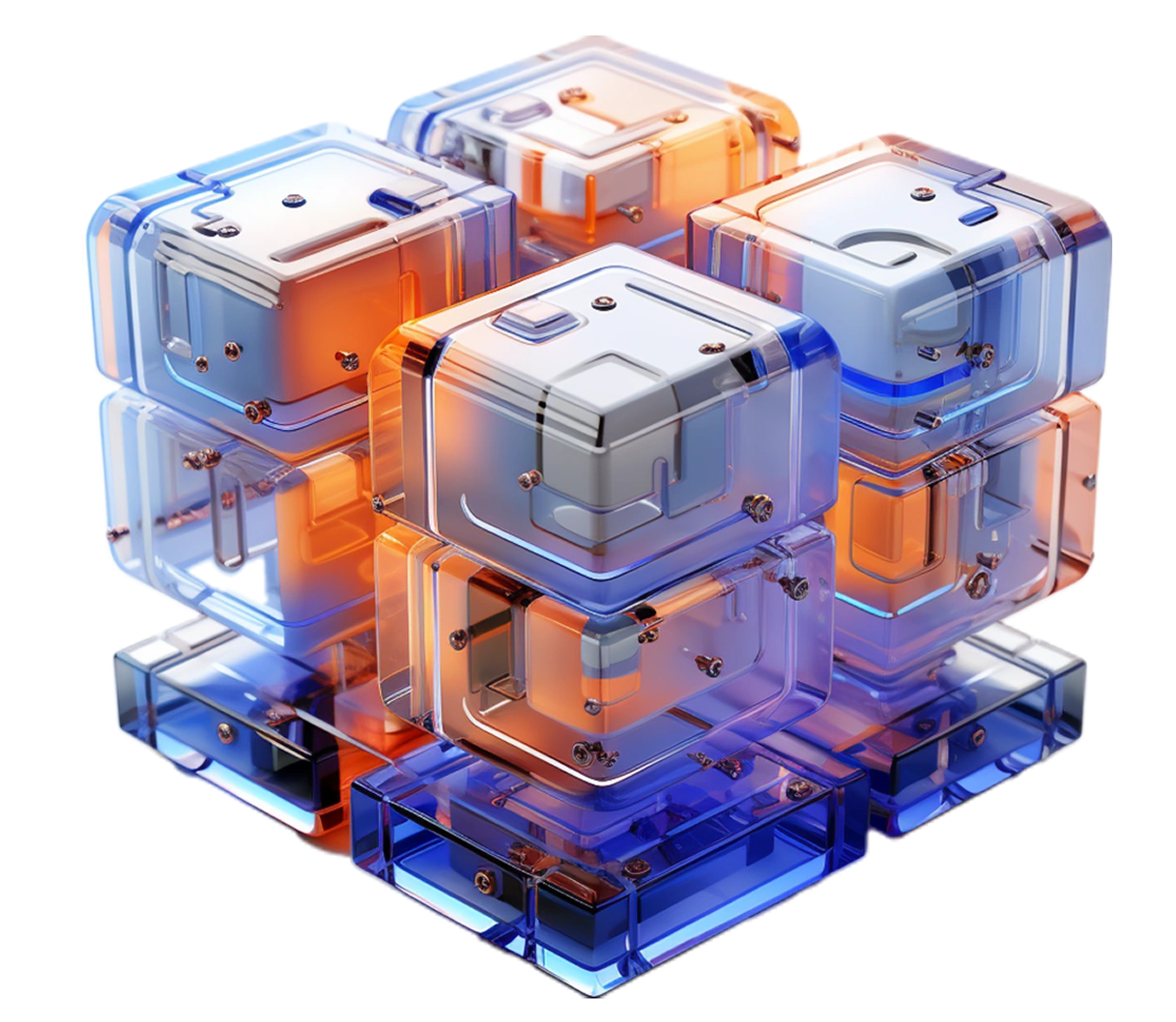 A group of cubes sitting on top of each other.